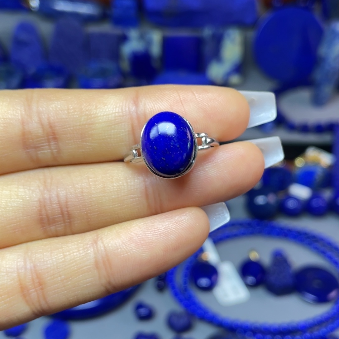 青金石银S925镶嵌戒指（可调节）