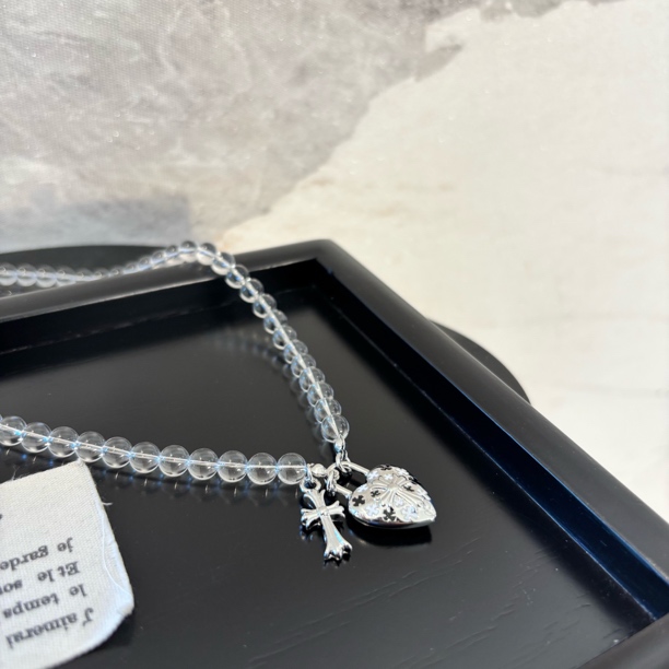 铜合金仿水晶项链 爱心十字透明zz项链XL3232