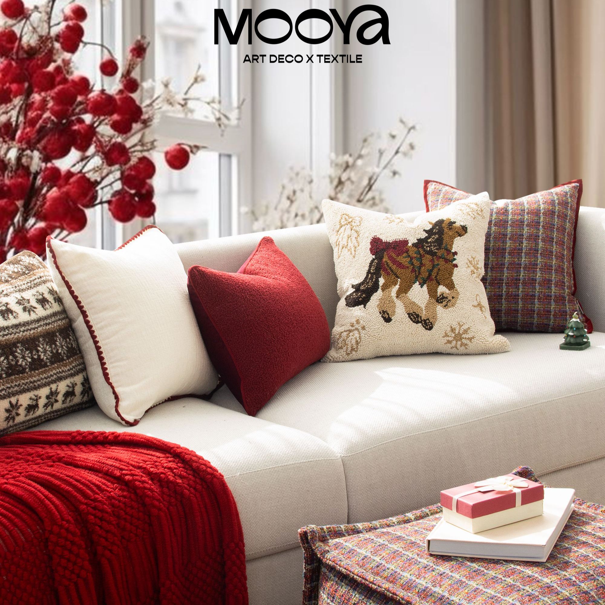 目野「冬日乐章」法式红色抱枕高级复古新年氛围靠枕沙发客厅软装