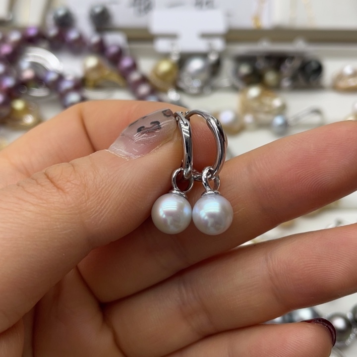 海水珍珠耳饰银S925镶嵌
