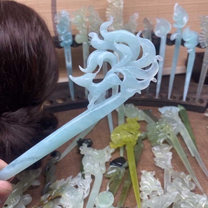 蛇纹石玉未镶嵌发饰