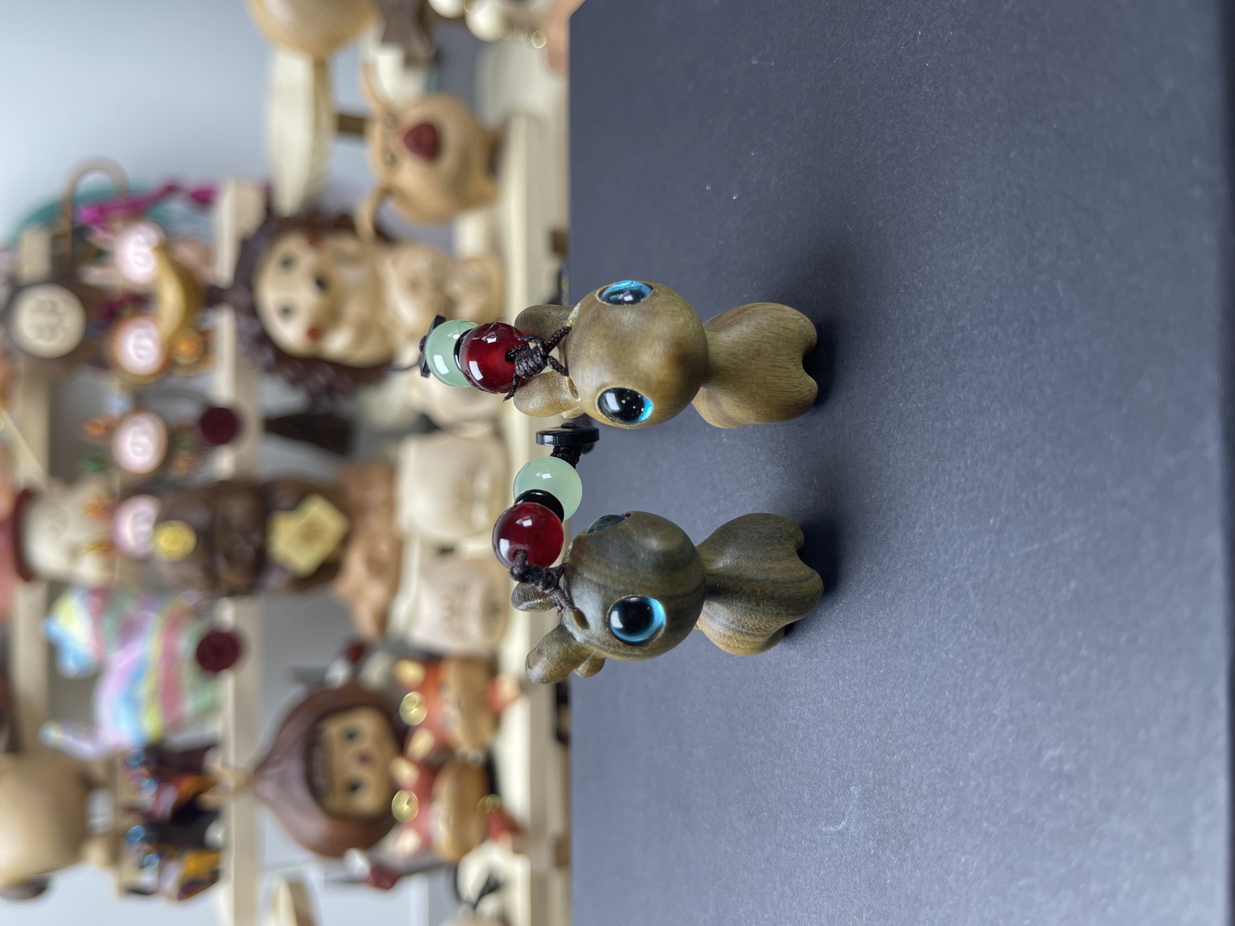 一路平安绿檀小鹿钥匙挂绳可爱精致