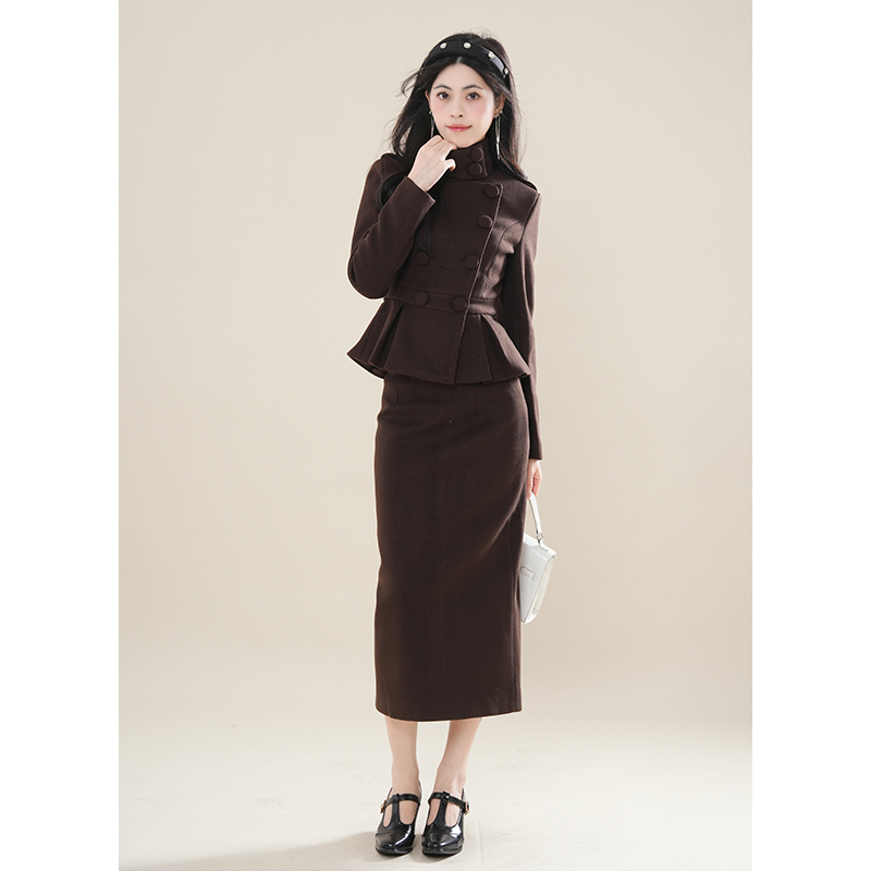 2024冬季新款时尚气质显瘦修身设计师高端呢子套装裙秋冬姐系穿搭