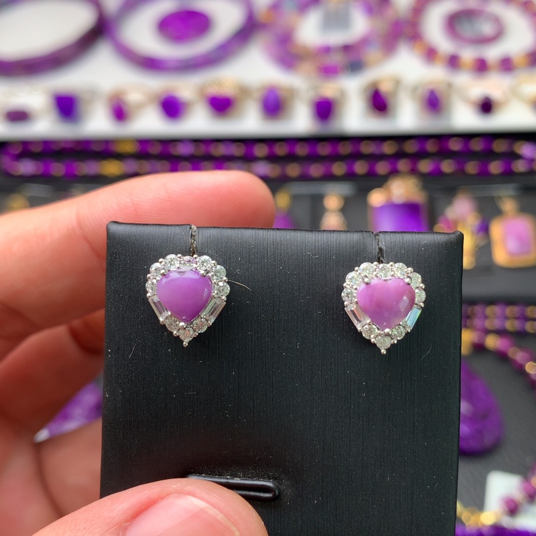 苏纪石（舒俱来）银S925镶嵌耳钉