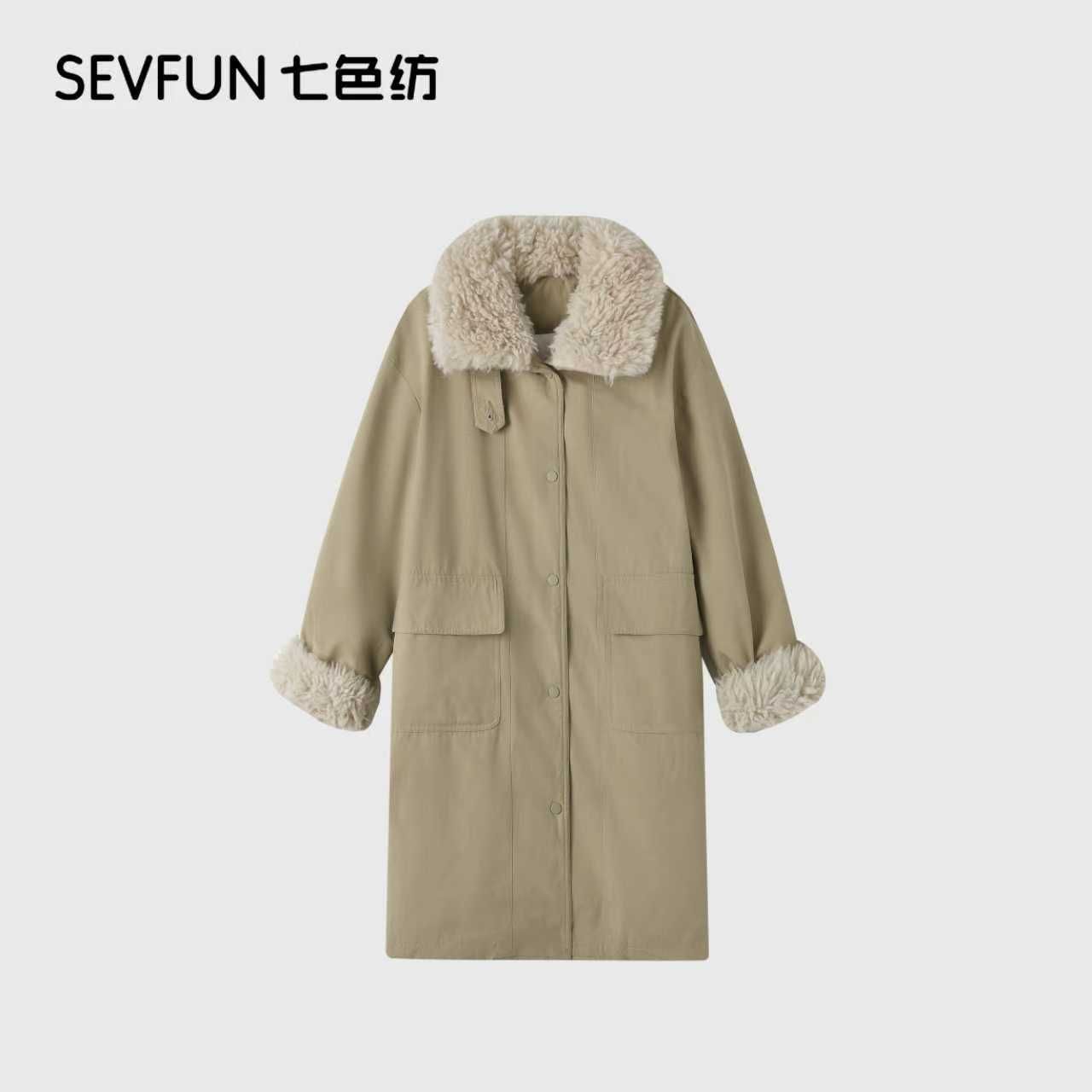 七色纺防风长款设计师中长款极简风女休闲风秋冬白鸭绒QSF-2015