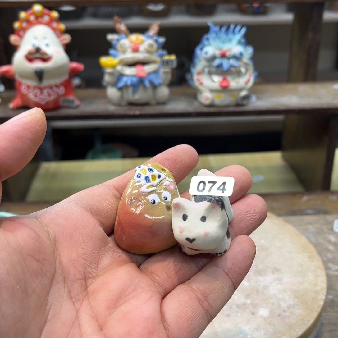 摆件纯手工抽象陶瓷摆件微瑕074组合