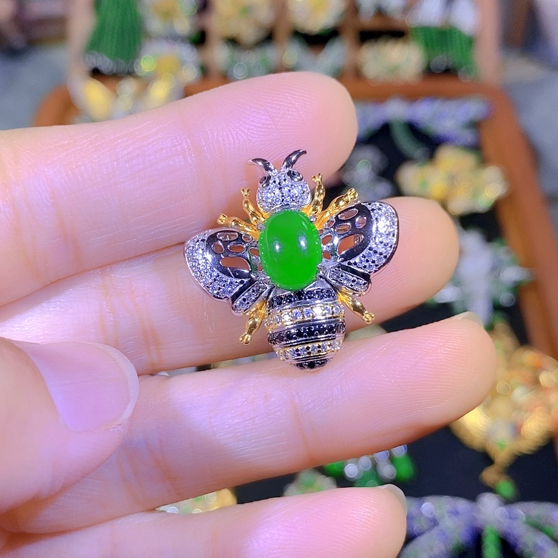 吊坠(不含链)银S925镶嵌翡翠