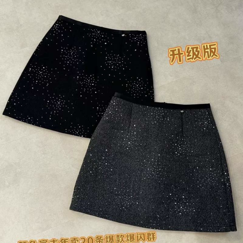 【相老板】精选新品-33306-冬季加厚爆闪星空短裙