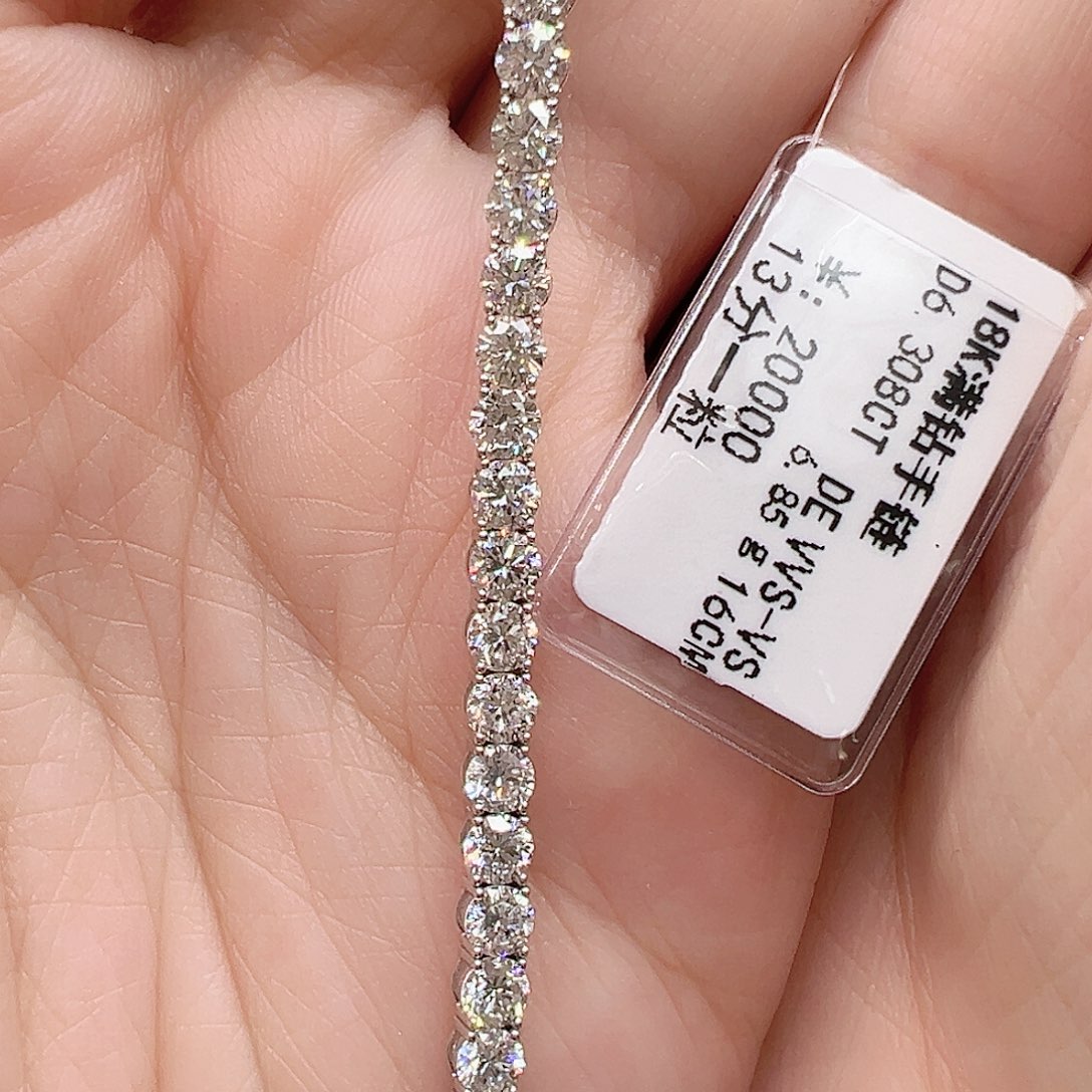 套链实验室培育钻石18K金镶嵌单颗13分，网球款手链