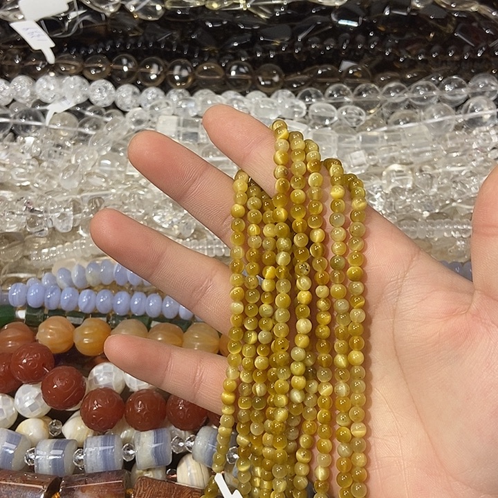 玛瑙/玉髓散珠金虎眼卡4