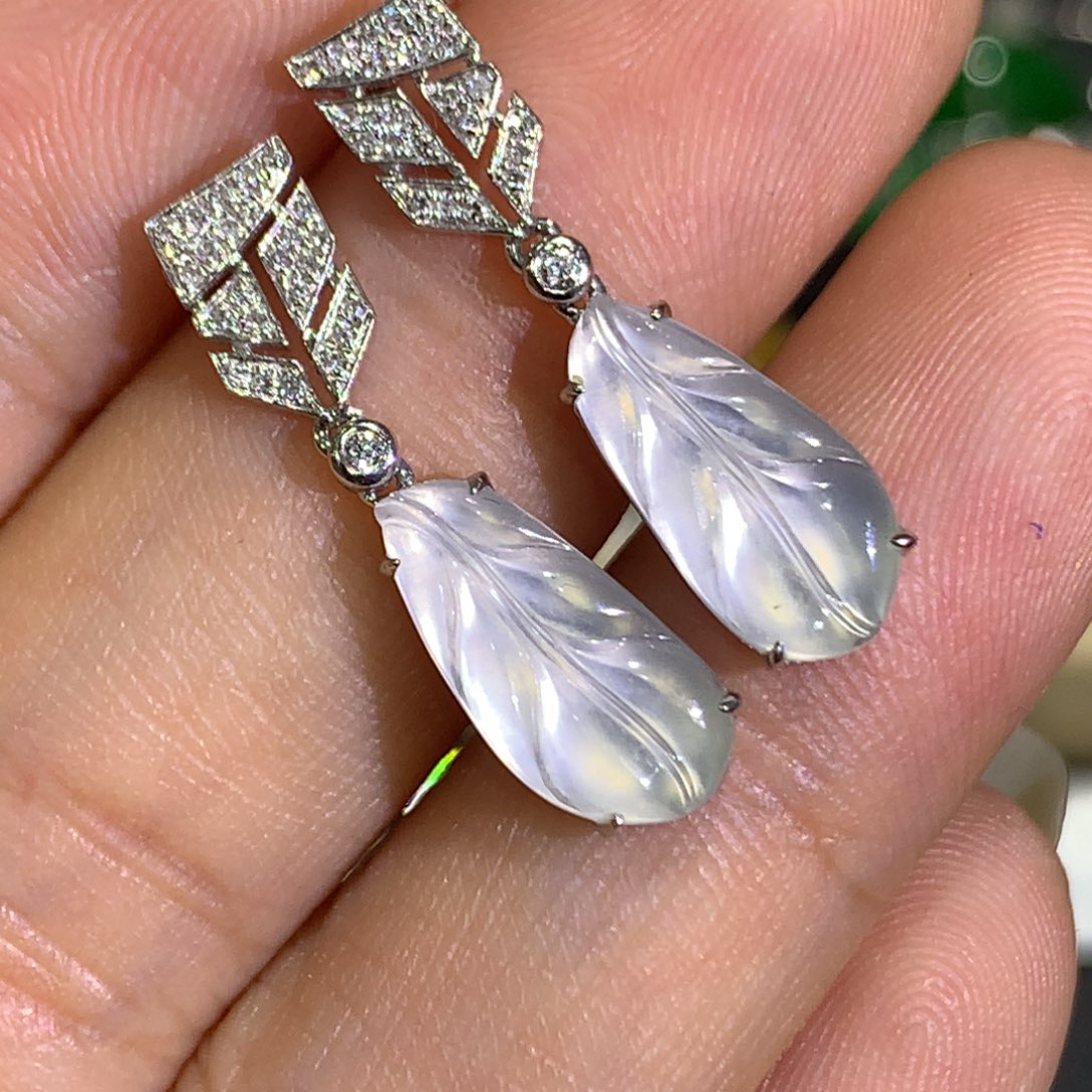 翡翠耳饰18K金镶嵌9、