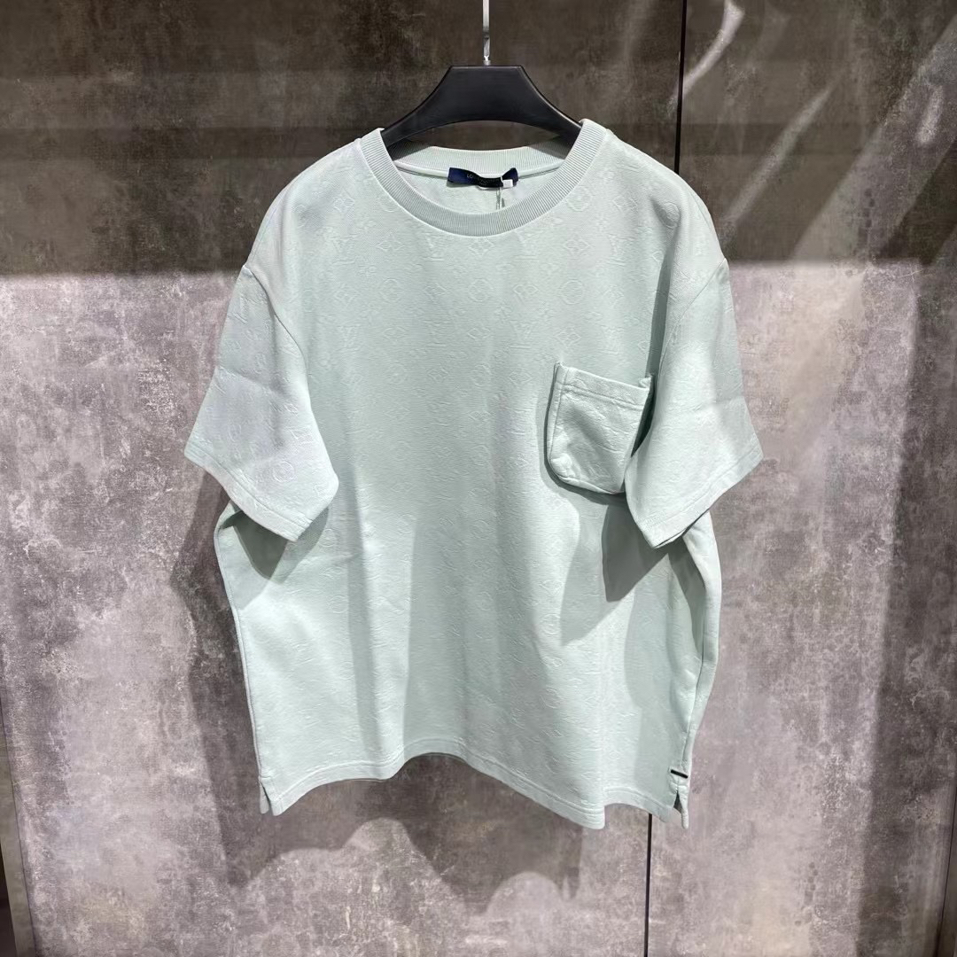 99新 LouisVuitton/路易威登 lv压印口袋白绿短袖/xl码/99新