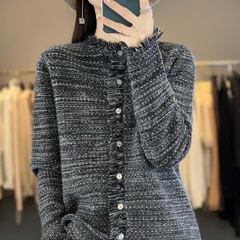 秋冬新款羊毛休闲针织衫春季水滴领针织衫百搭圆领PY3618