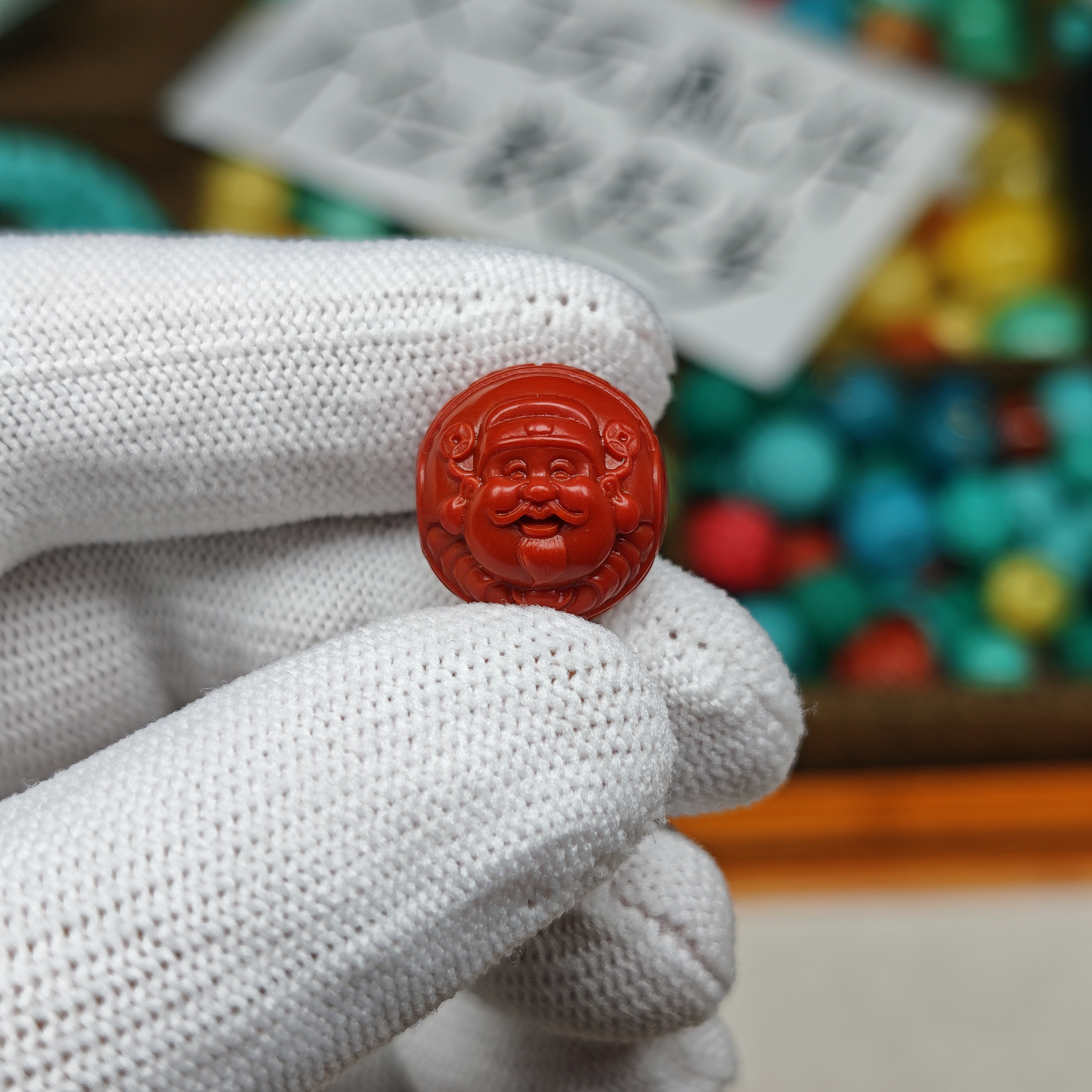 【B54】15mm财富一生鸿运当头散珠文玩顶珠配珠DIY手串配件配饰