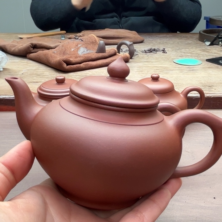 紫砂壶白***?半手工中槽青笑樱