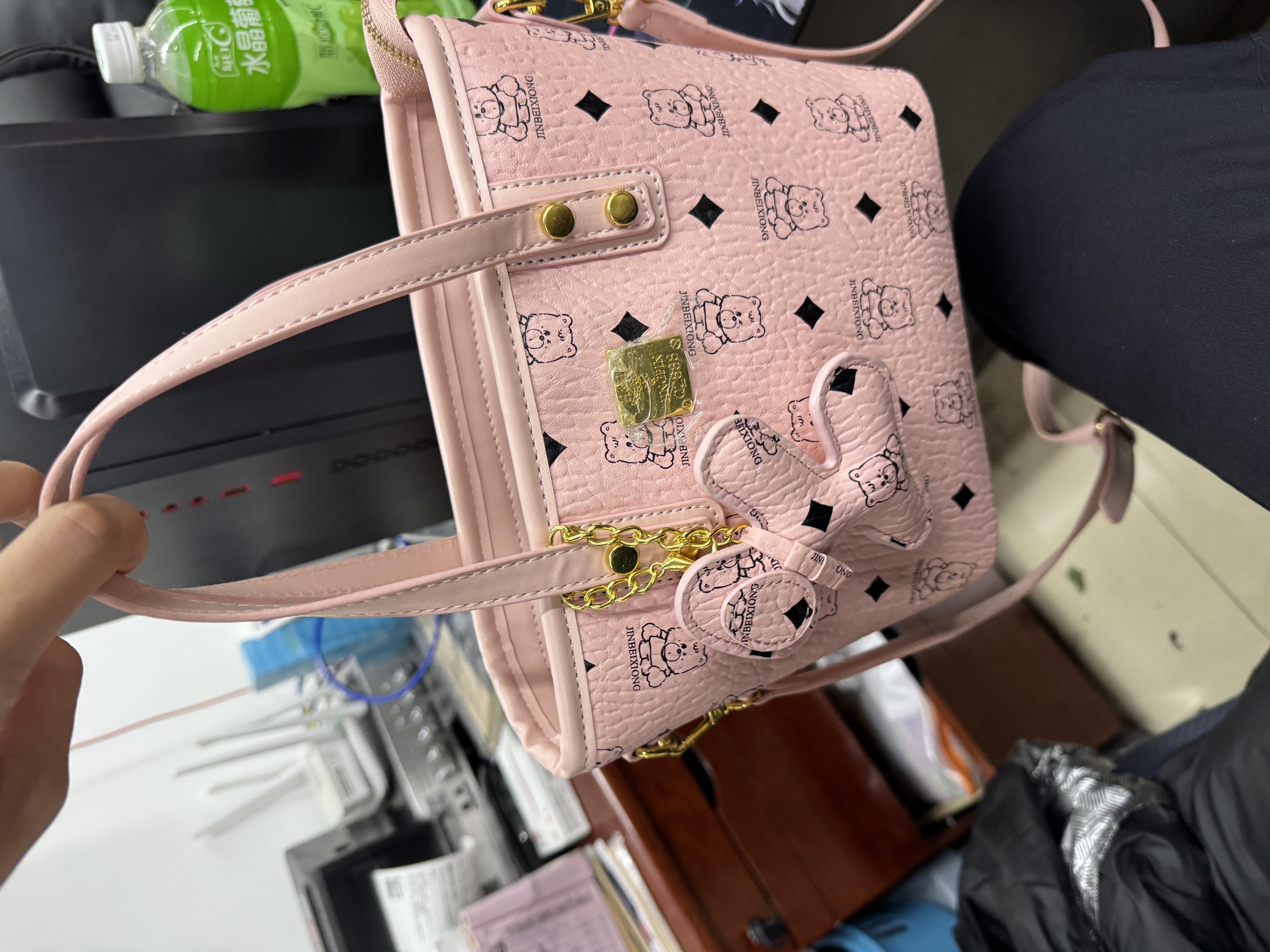 【六六特推】文艺风托特包拉链韩式双色水桶包斜挎包印花防刮大号