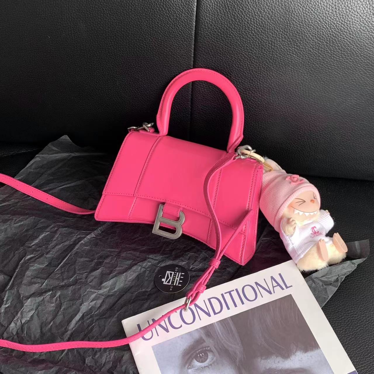 95新 Balenciaga/巴黎世家 粉色沙漏包XS 9cm 13905217