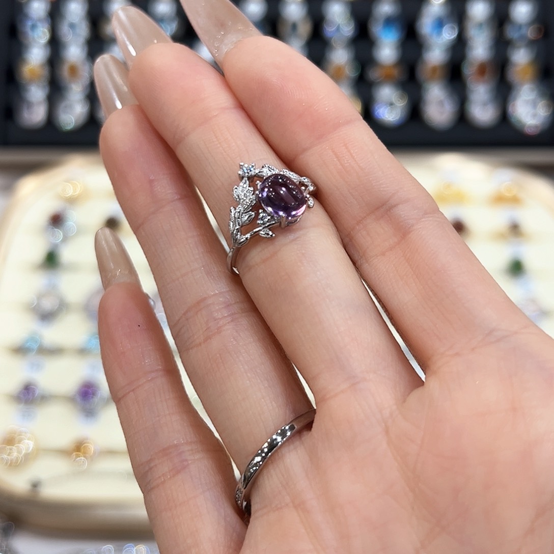 水晶金色拖不保色介意慎拍银托不掉色银S925镶嵌起***啦