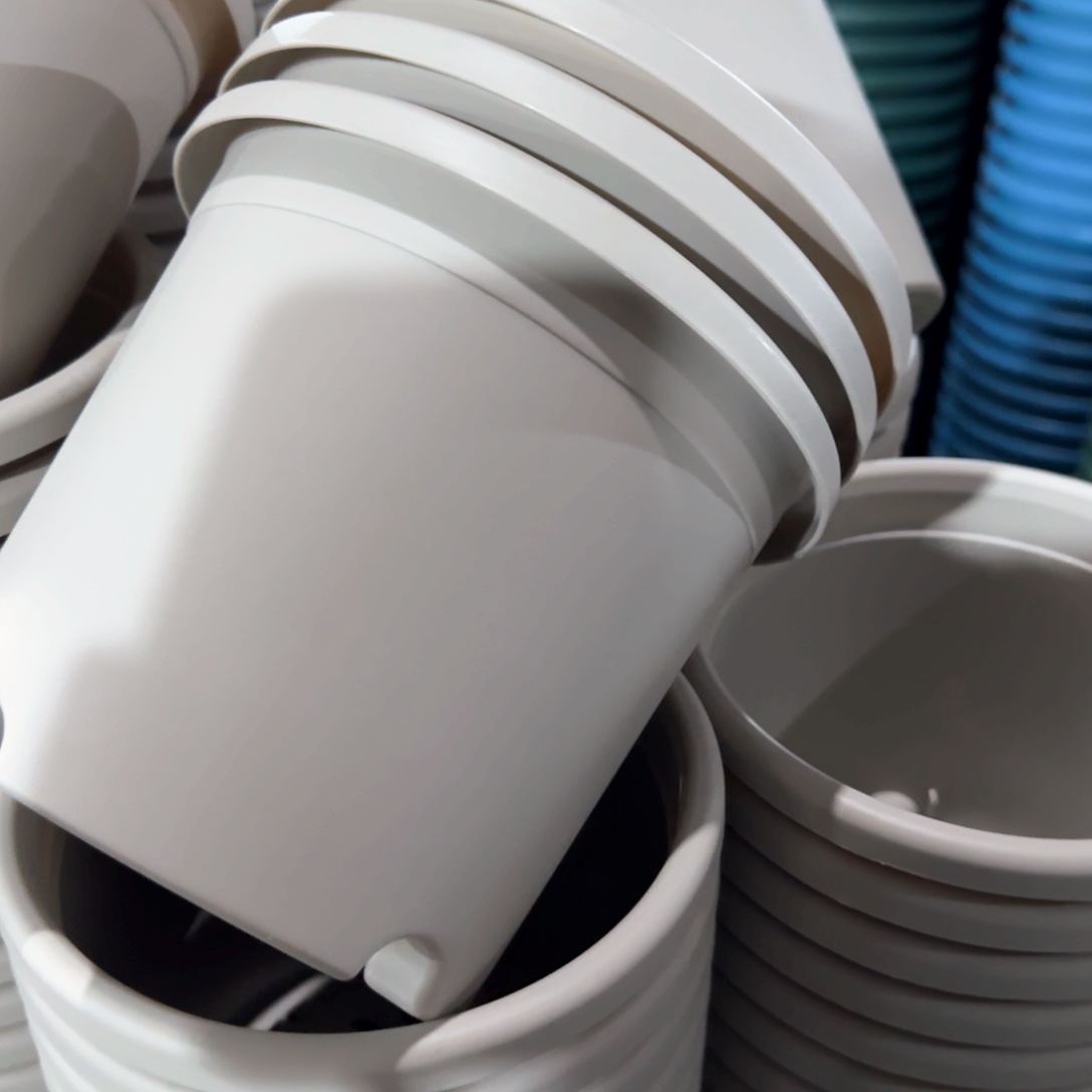 树脂四季盆2#无拖灰白微瑕13