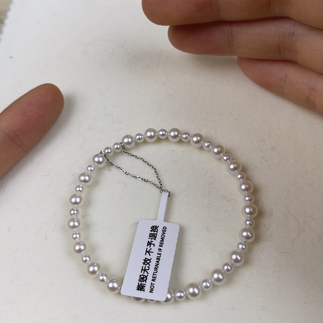 手镯银S925镶嵌淡水珍珠