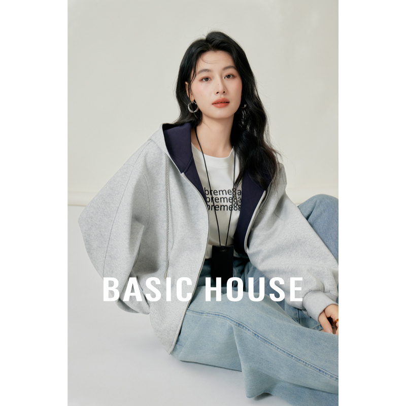 Basic House/百家好连帽卫衣秋季双抽绳拉链设计外套B0625B5COZ2