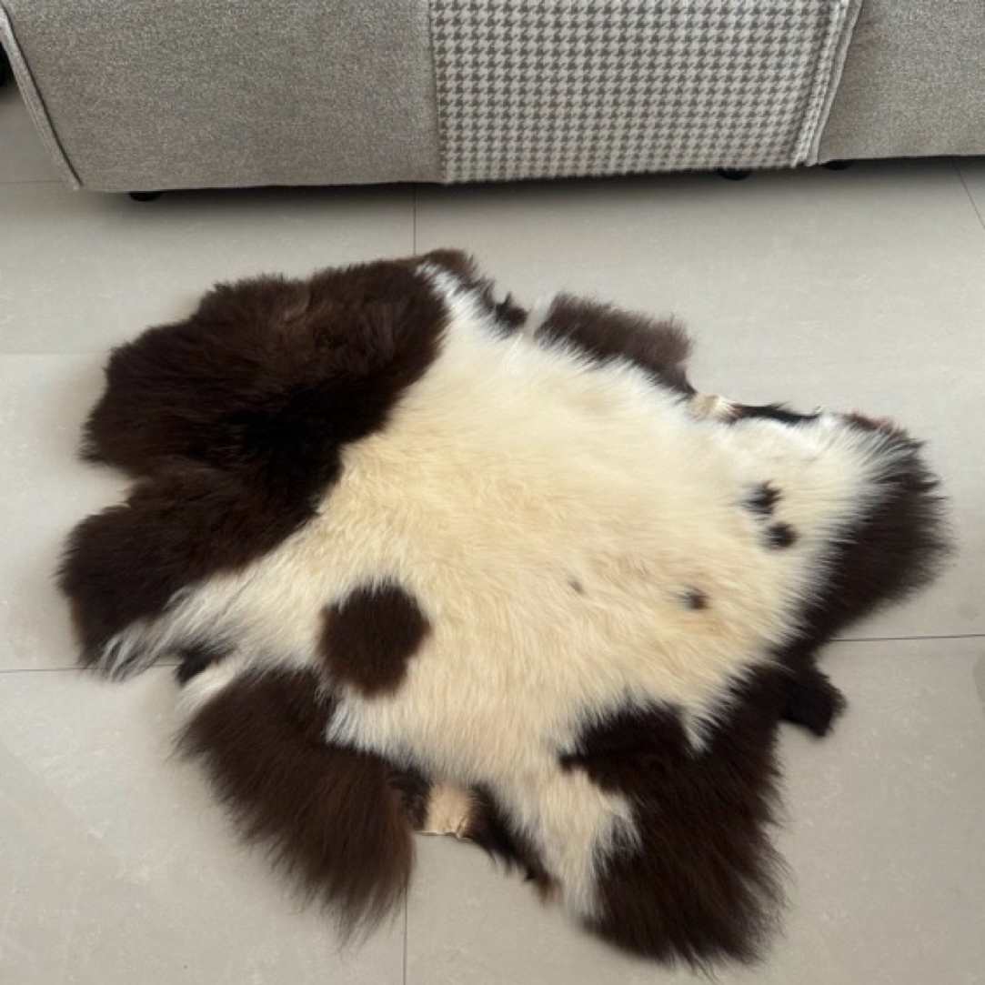 皮毛一体真羊皮椅垫整张沙发垫自然花色飘窗毯露营垫