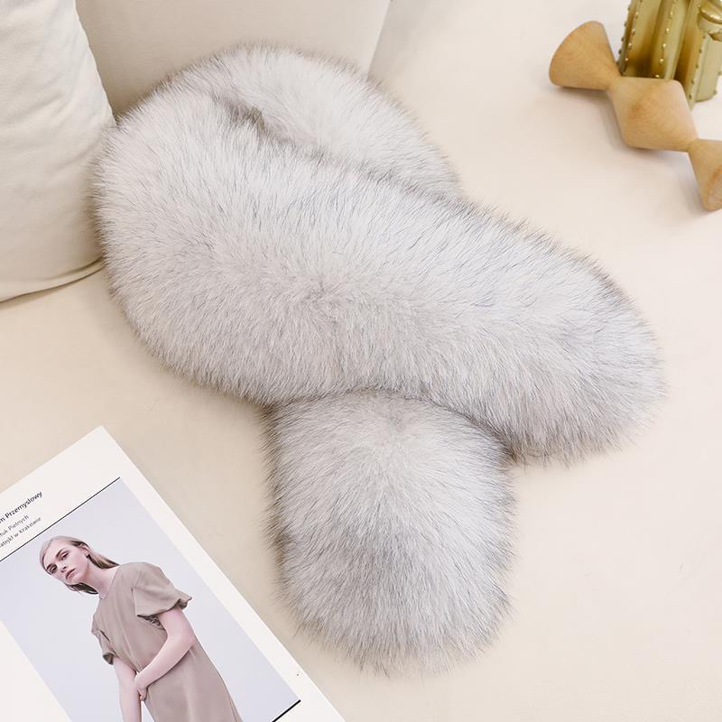 新款双面狐狸毛领獭兔毛保暖韩版围巾时尚长短可调节冬季百搭必备