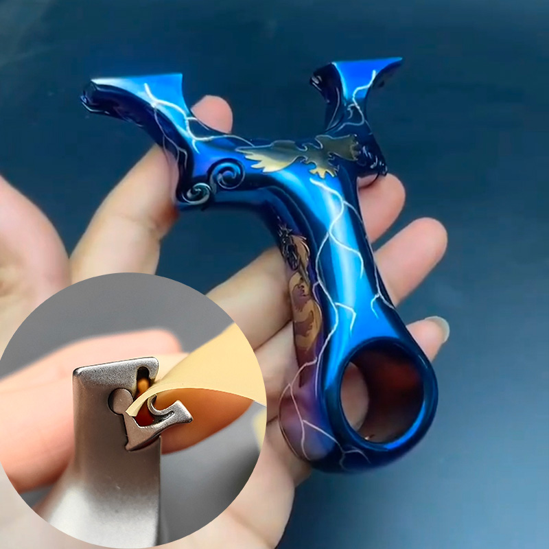 弓雨精作龙门飞燕龙齿钛合金弹弓高准度免绑户外竞技大象扁皮弹弓