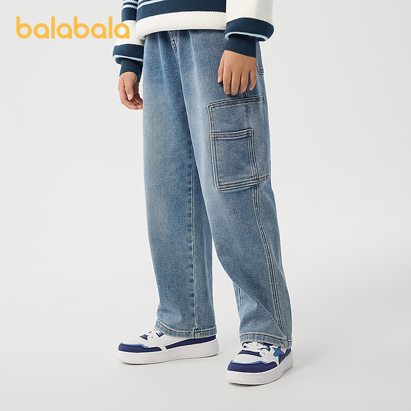 巴拉巴拉童装男童长裤儿童裤子舒适学生春工装牛仔裤琥珀流光休闲