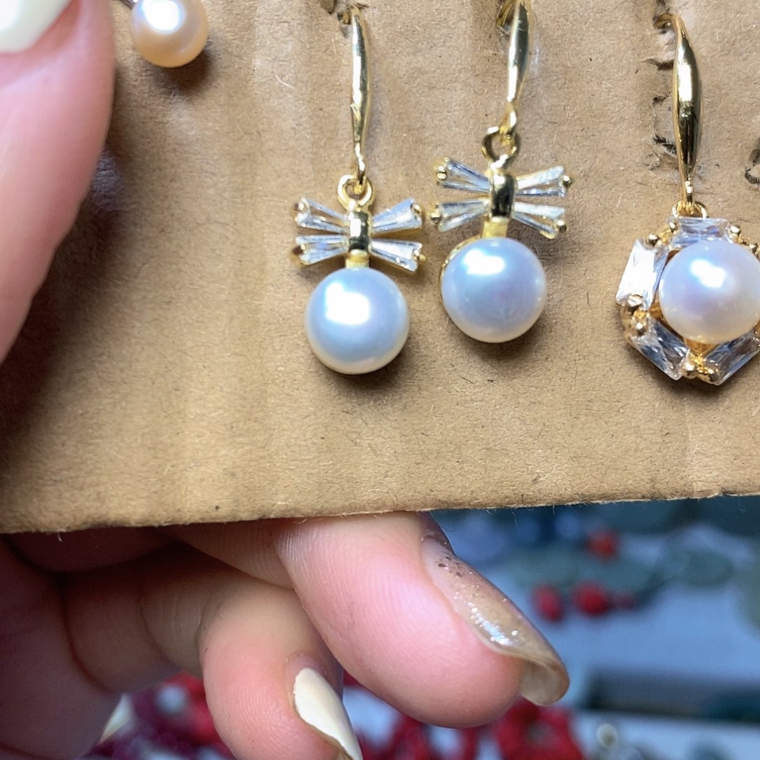 淡水珍珠耳饰银S925镶嵌