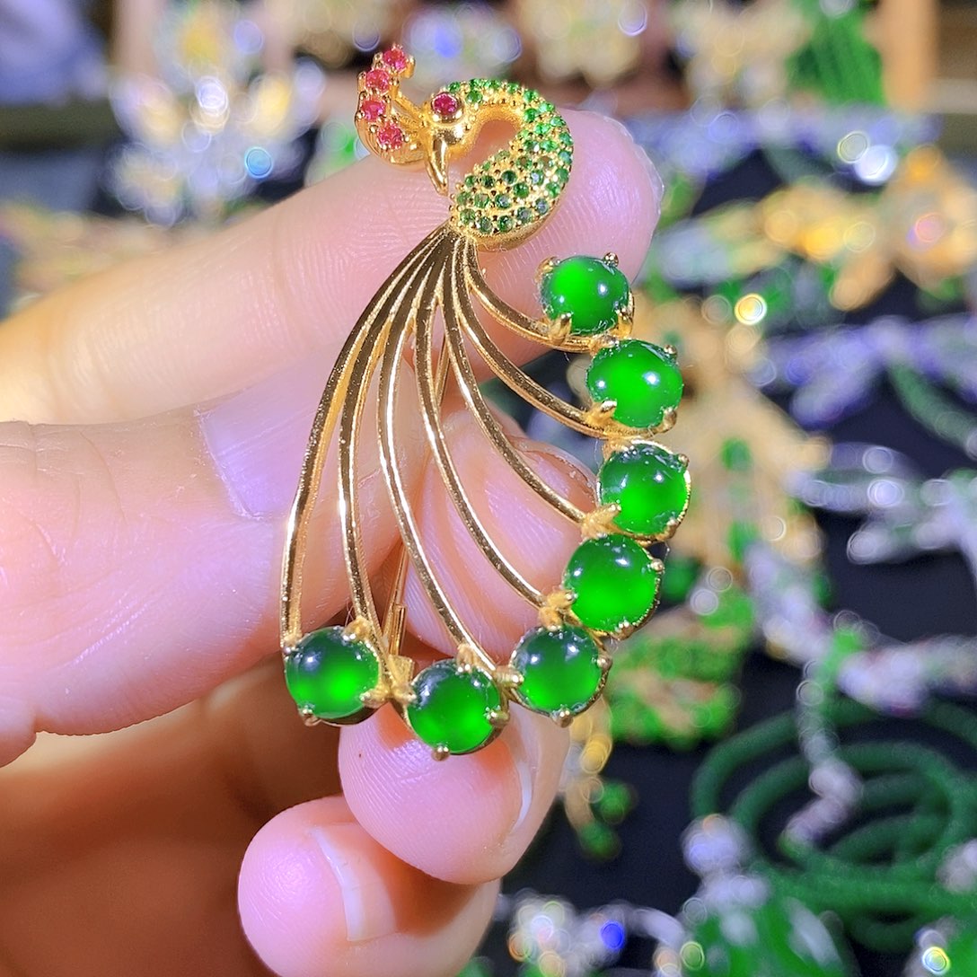 吊坠(不含链)银S925镶嵌翡翠