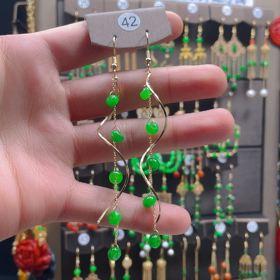 翡翠耳饰合金听**梦翡翠