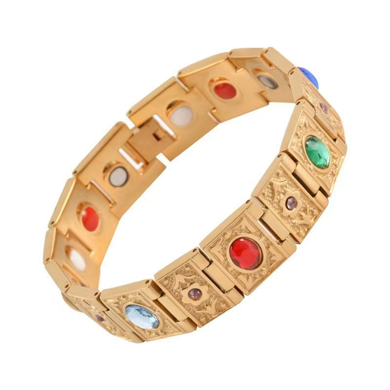 钛钢石英石手链 钛钢石英石手链  时尚复古手链-yz