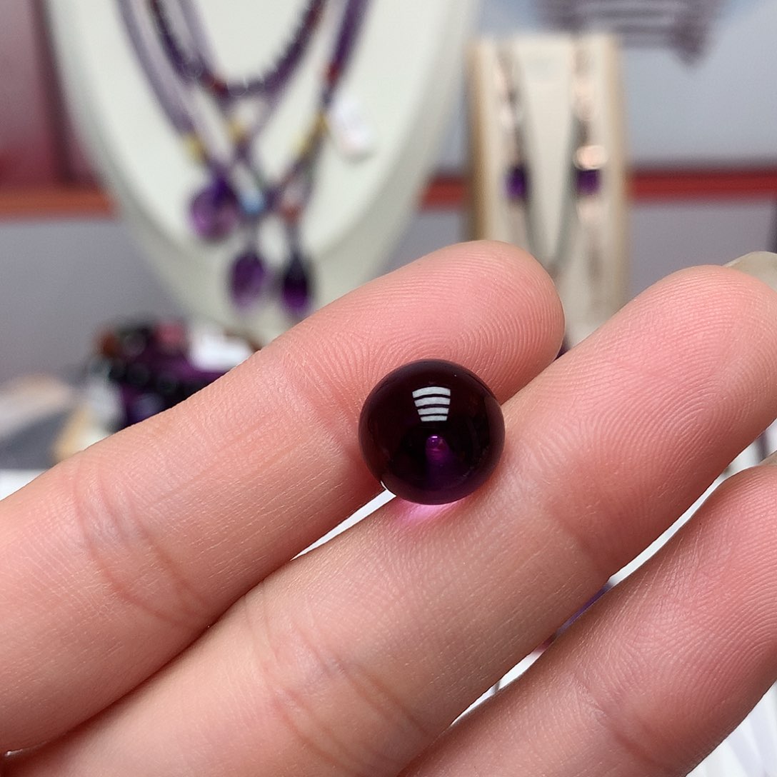 紫晶单珠11mm打通孔不退不换未镶嵌