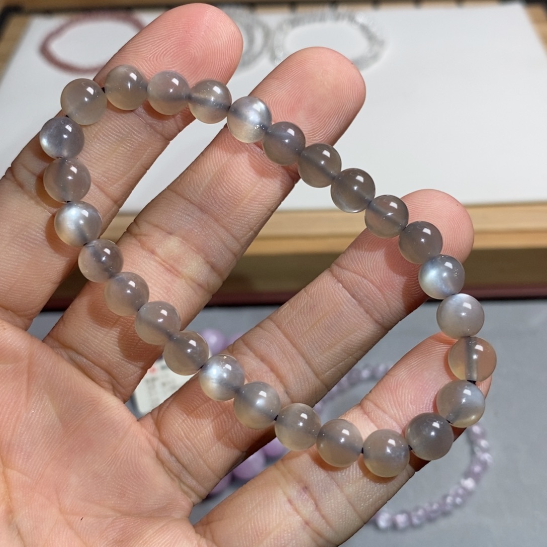 水晶手链未镶嵌高品银月光7.0mm