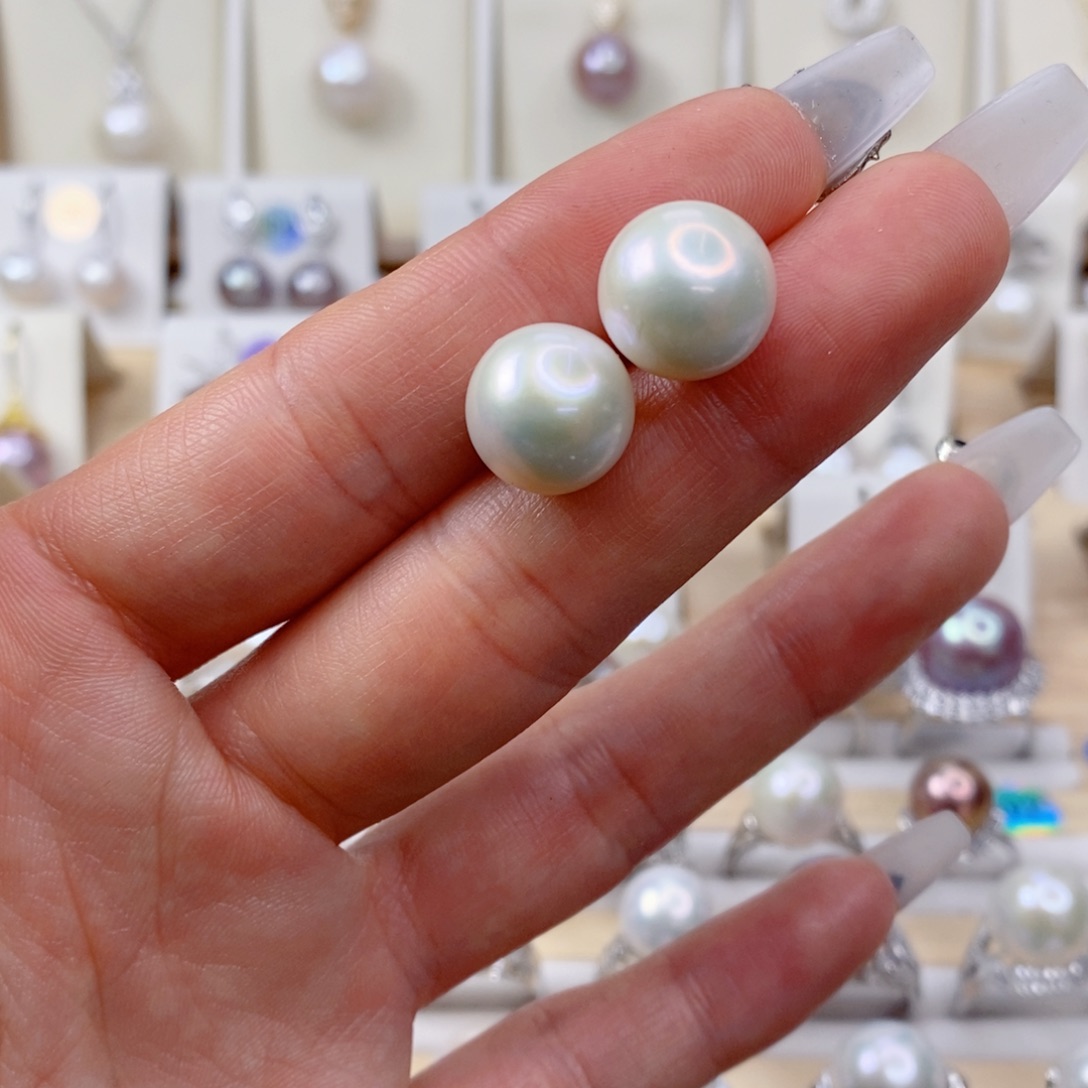 淡水珍珠耳饰银S925镶嵌
