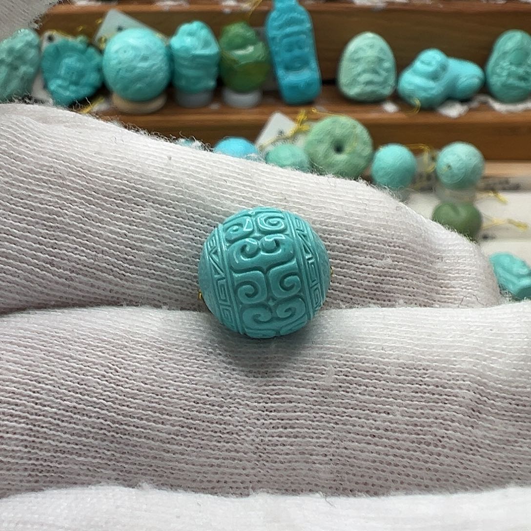 绿松石回纹珠 未镶嵌