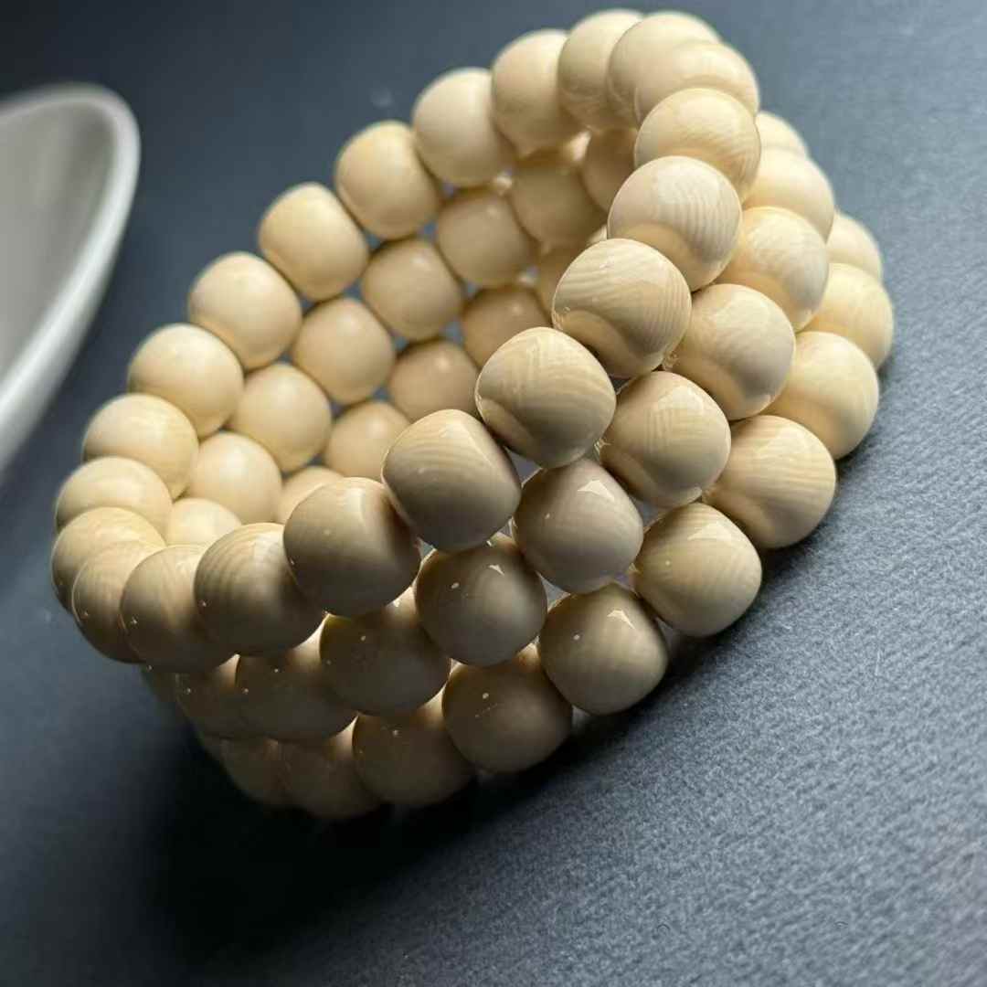 天然猛犸象牙极润5A老型文玩手串全品无暇毕业级一等冰料10*9