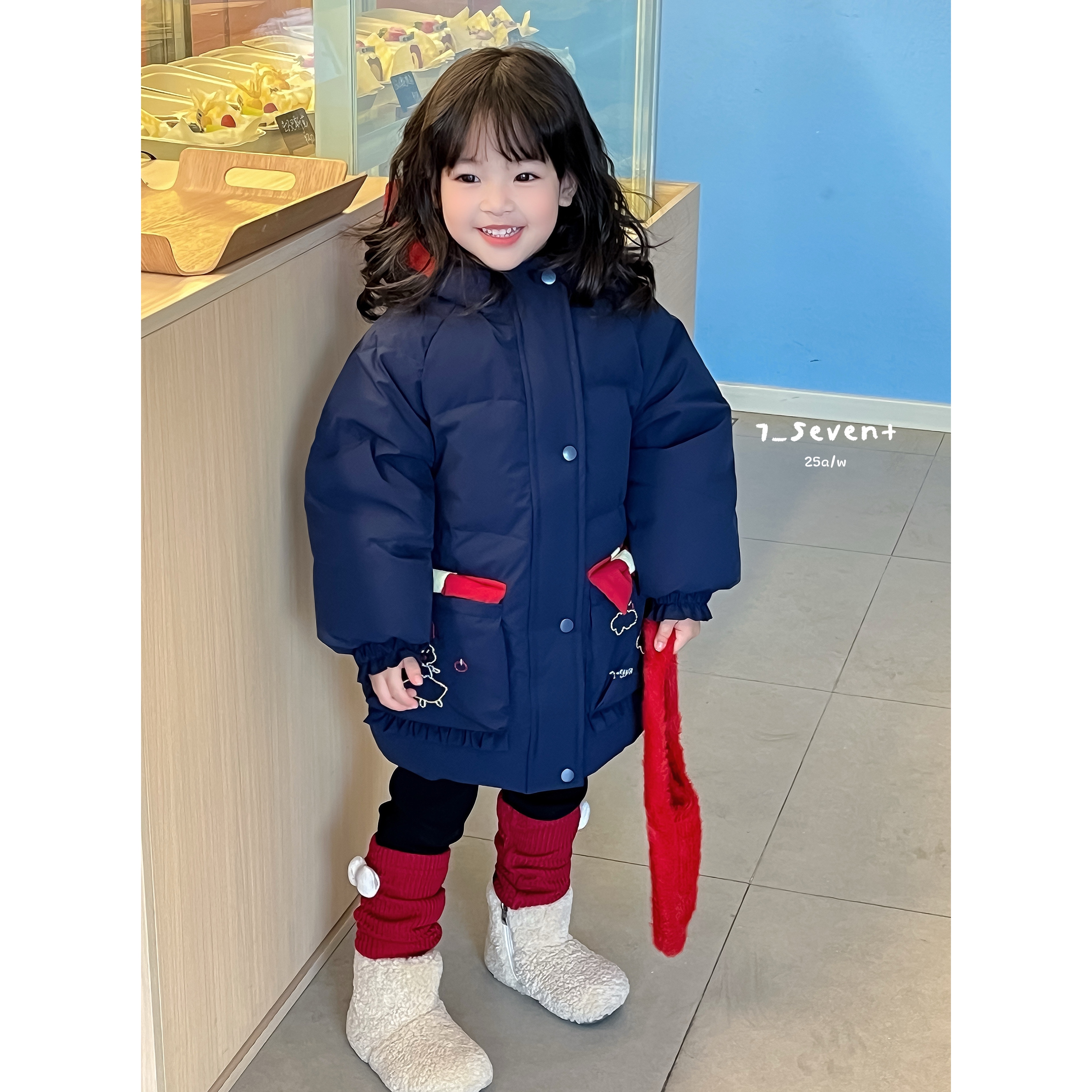 【小魔女琪琪】7Seven·25冬~女童宝宝蝴蝶结连帽羽绒服9333（汉服）