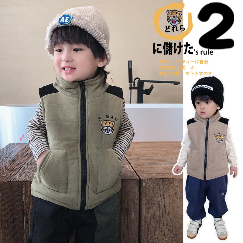 男女童棉马甲外套2025秋冬加绒日系儿童保暖百搭背心外套