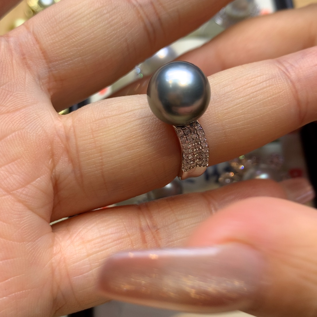 银S925镶嵌戒指海水珍珠