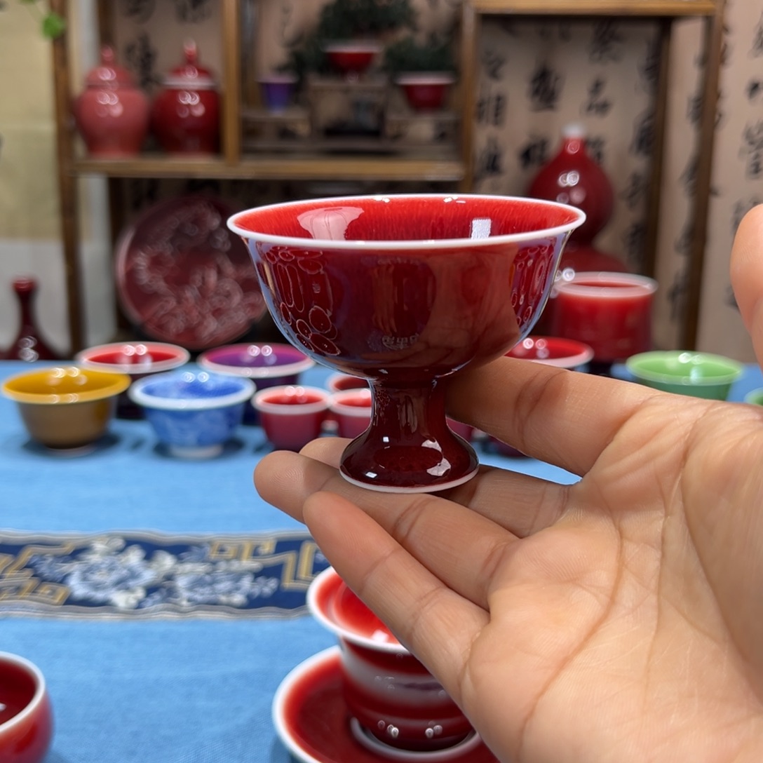 景德镇陶瓷浅行窑高足杯