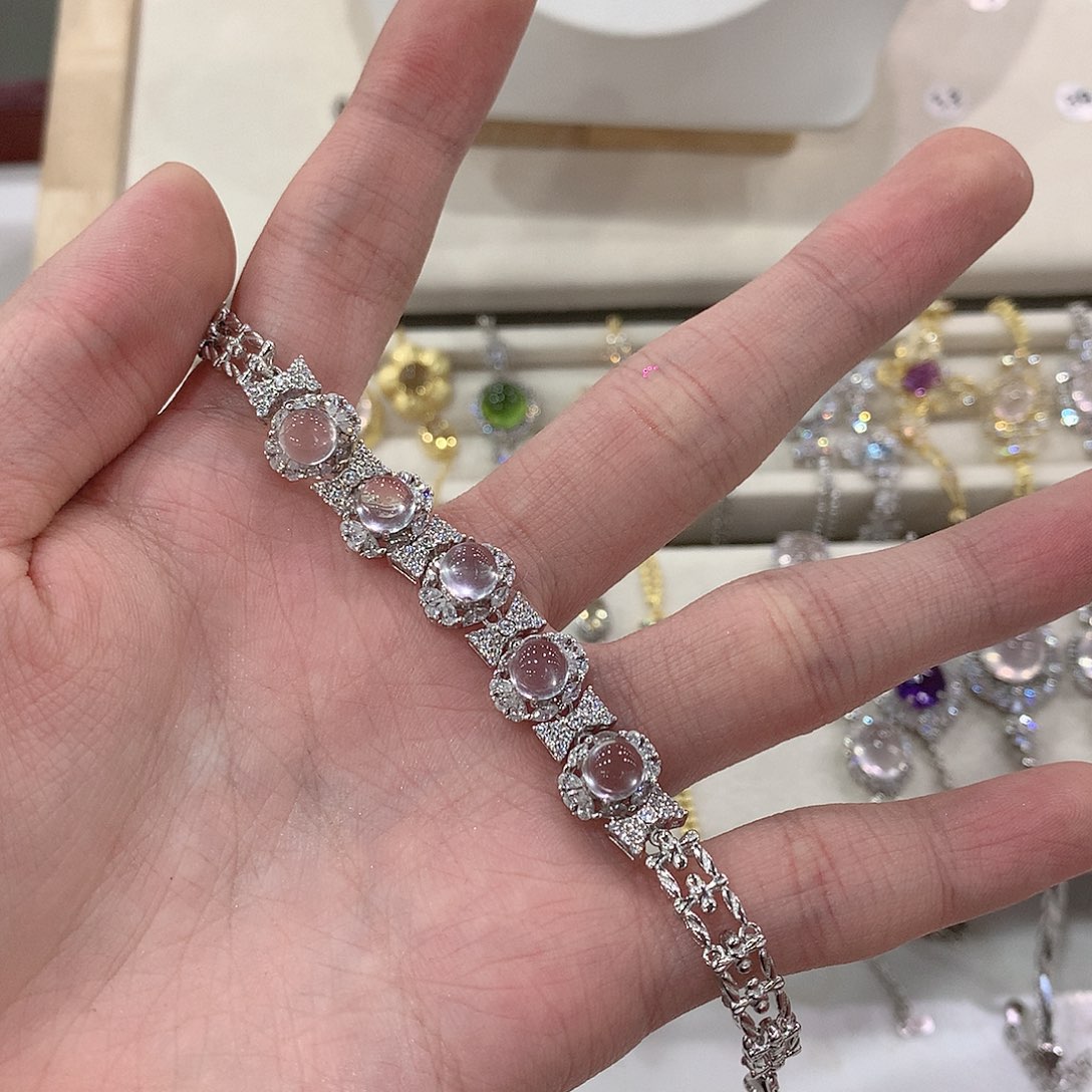 芙蓉石手链银S925镶嵌抱*义