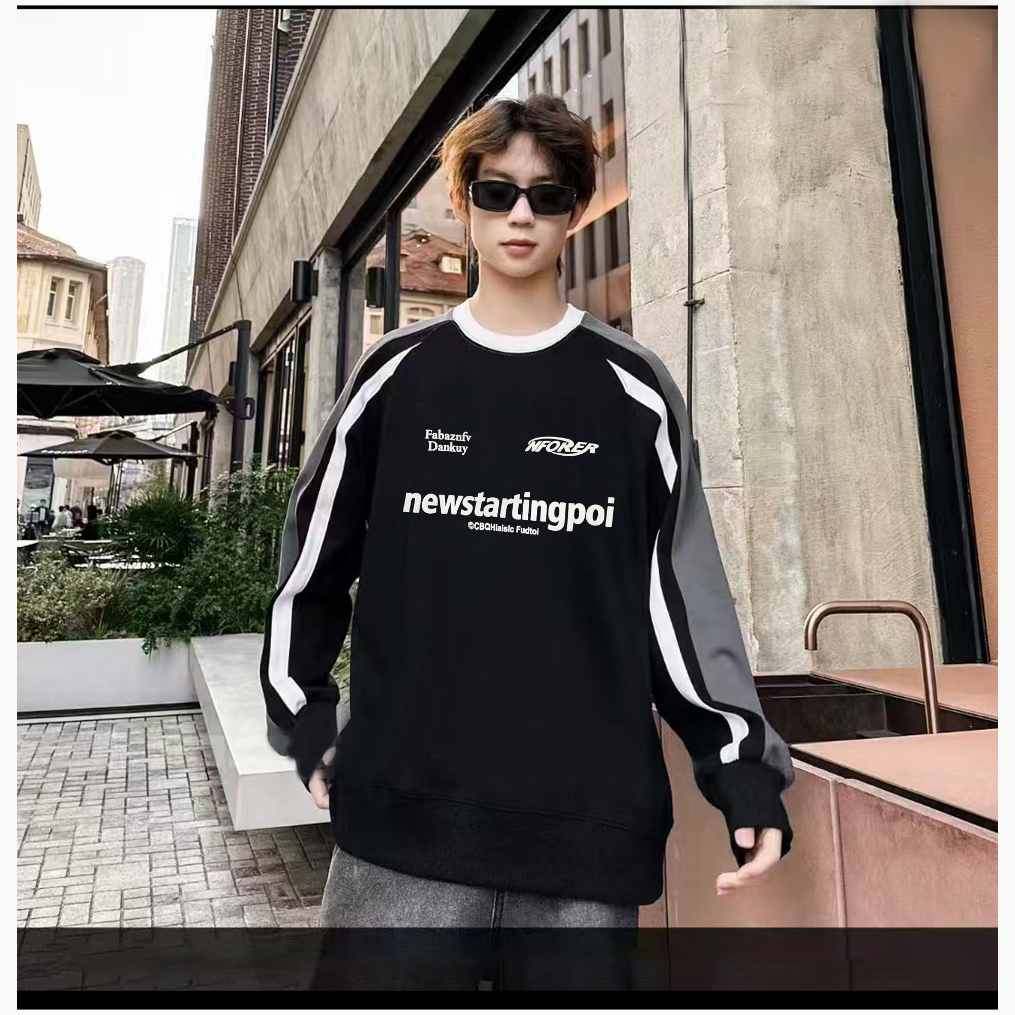 2025春款大童青少年拉条休闲潮流卫衣