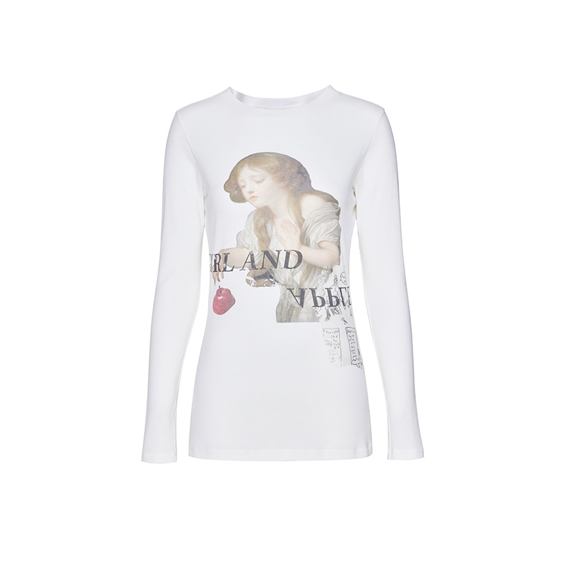 tracy chu混毛超细棉修身油画长袖T恤百搭款老钱风松弛感秋冬新品