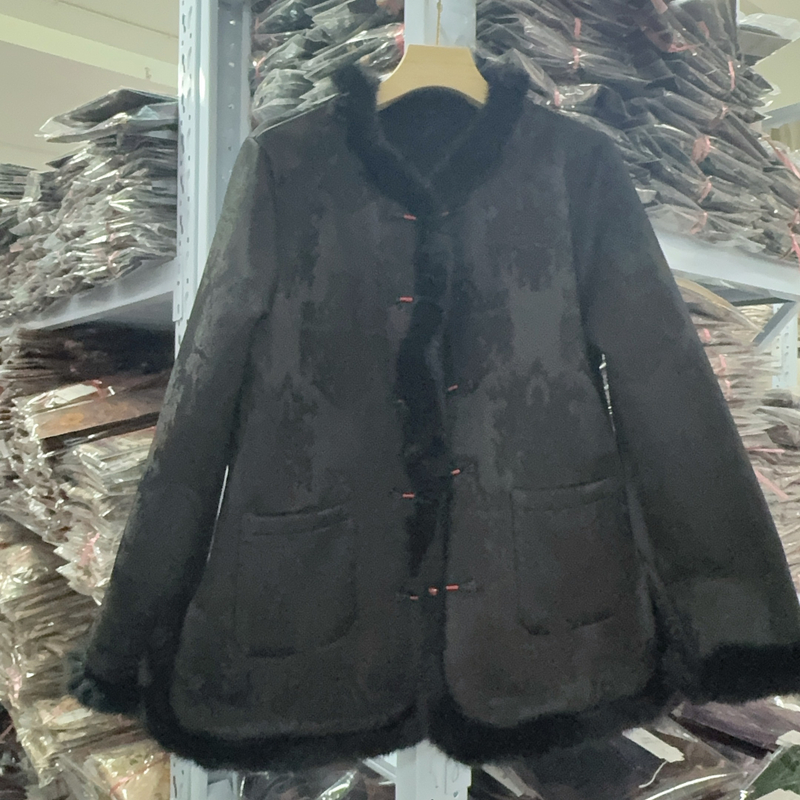 8363款新中式加绒加厚款外套【黑】