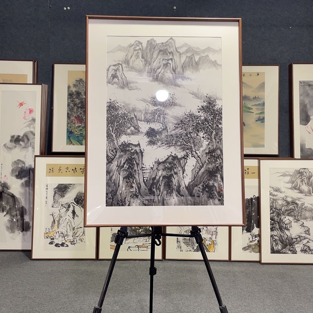 国画手绘画作品带框发货
