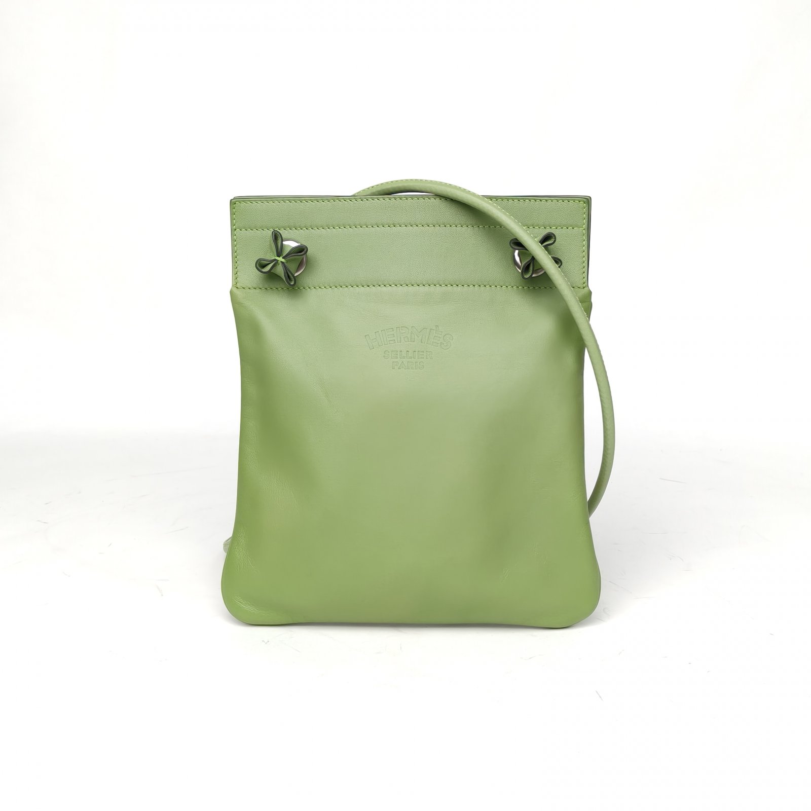 95新 Hermes/爱马仕 【黑黑】Aline 马夫包 Mini 牛油果绿 Y刻