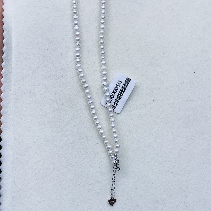 淡水珍珠颈饰银S925镶嵌卡4➕极光冷白