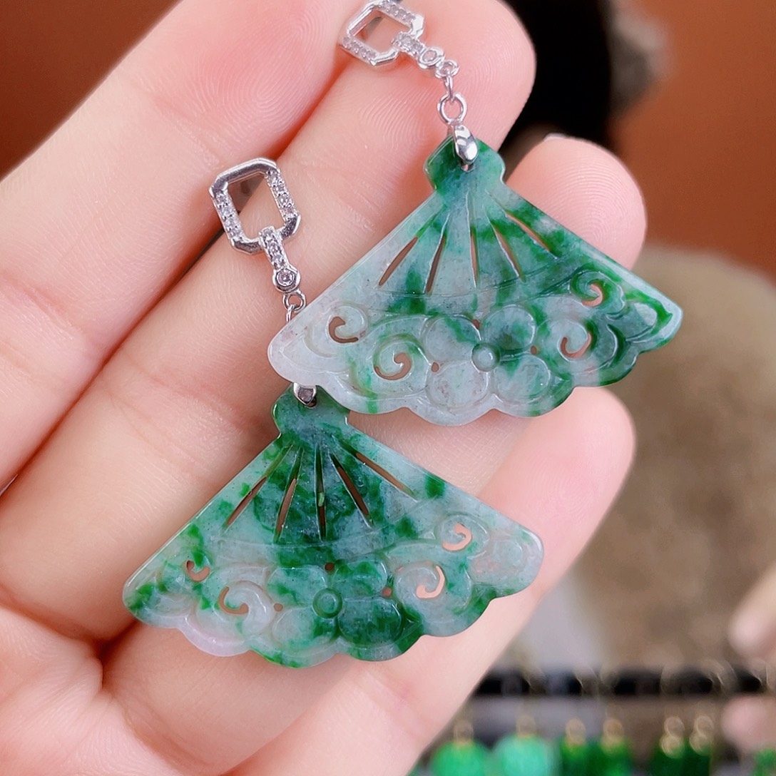 翡翠银S925镶嵌耳饰
